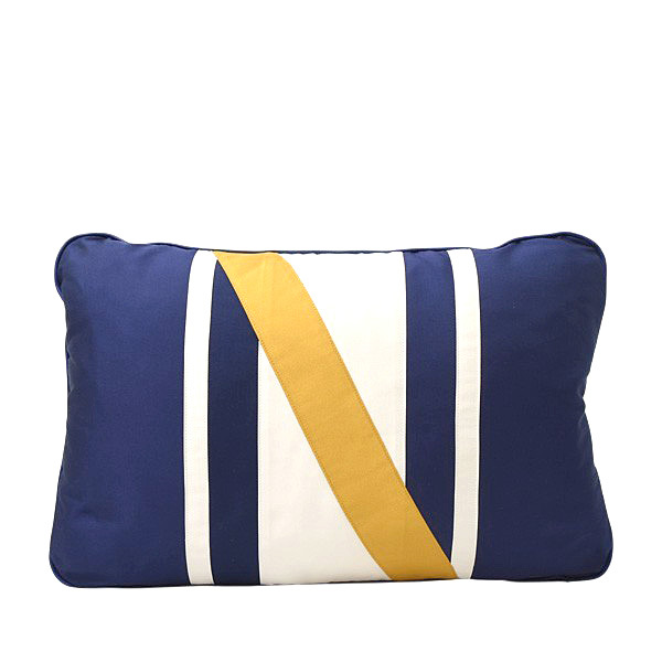 エルメス ブランド小物 レディース メンズ クッション ピロー 枕 コットン×シルク ブルー×ホワイト×イエロー HERMES 中古
