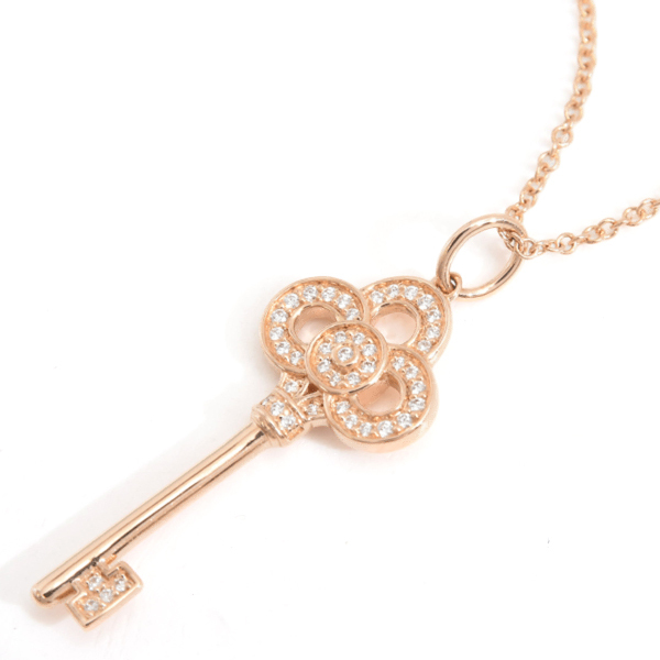 ティファニー ネックレス レディース クラウンキー ダイヤ ネックレス ピンクゴールド TIFFANY 750PG 中古