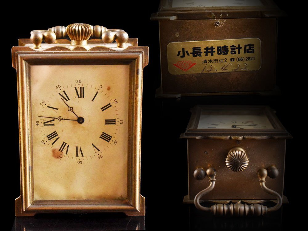 【雲】某収集家買取品 アンティーク 枕時計 目覚まし時計 古美術品(昭和レトロ 旧家蔵出)BY6845 OTmnb