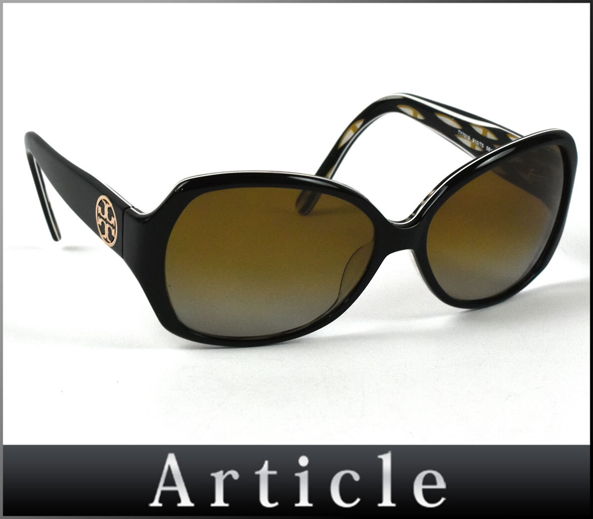 255174◇美品 度入り TORY BURCH トリーバーチ サングラス アイウェア TY7019 プラスチック ブラウン ブラック レディース 小物/ G