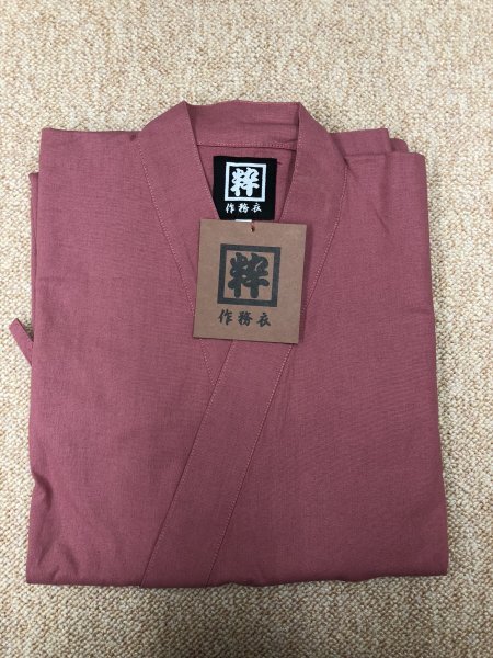 格安アウトレット 作務衣［粋］ピンク色 Mサイズ 上下セット