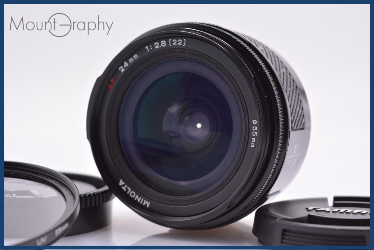 【動作保証】 ミノルタ MINOLTA AF 24mm F2.8 前後キャップ&レンズフィルター付 同梱無料 #yk7863