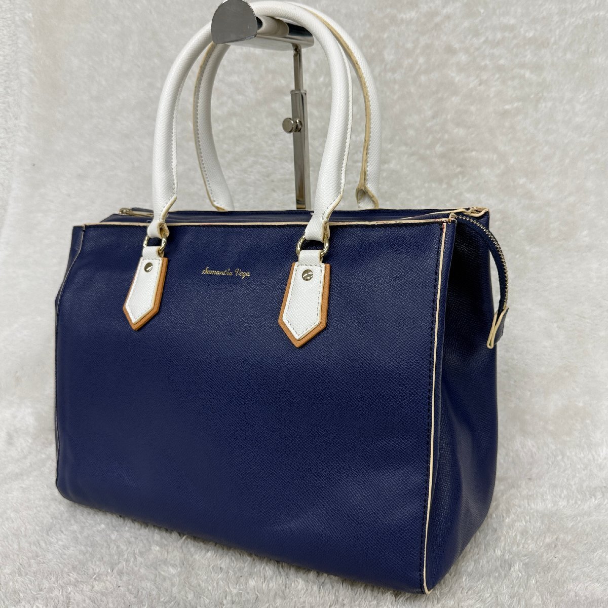 1円1スタ Samantha Vega サマンサベガ トートバッグ 美品 ネイビー 合成皮革 レディース 【参考価格￥19800-】