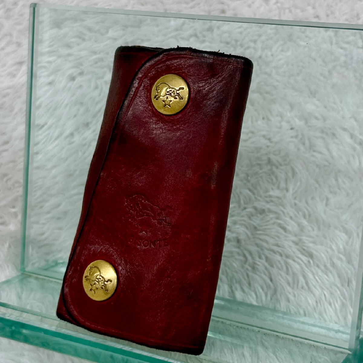 1円1スタ IL BISONTE 4連 キーケース ワインレッド レザー メンズ レディース 【参考価格￥11000-】
