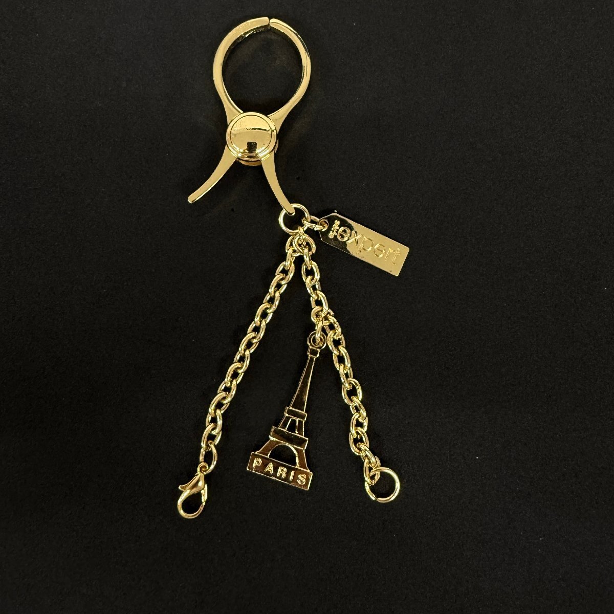 1円1スタ ロレアルパリ グローブホルダー エッフェル塔チャーム ゴールド 金属素材 レディース 美品 【参考価格￥3000-】