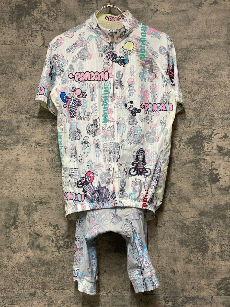 KD095 パンダーニ Pandani Cycle 半袖 サイクルジャージ　M　白/キャラクター　上下セット
