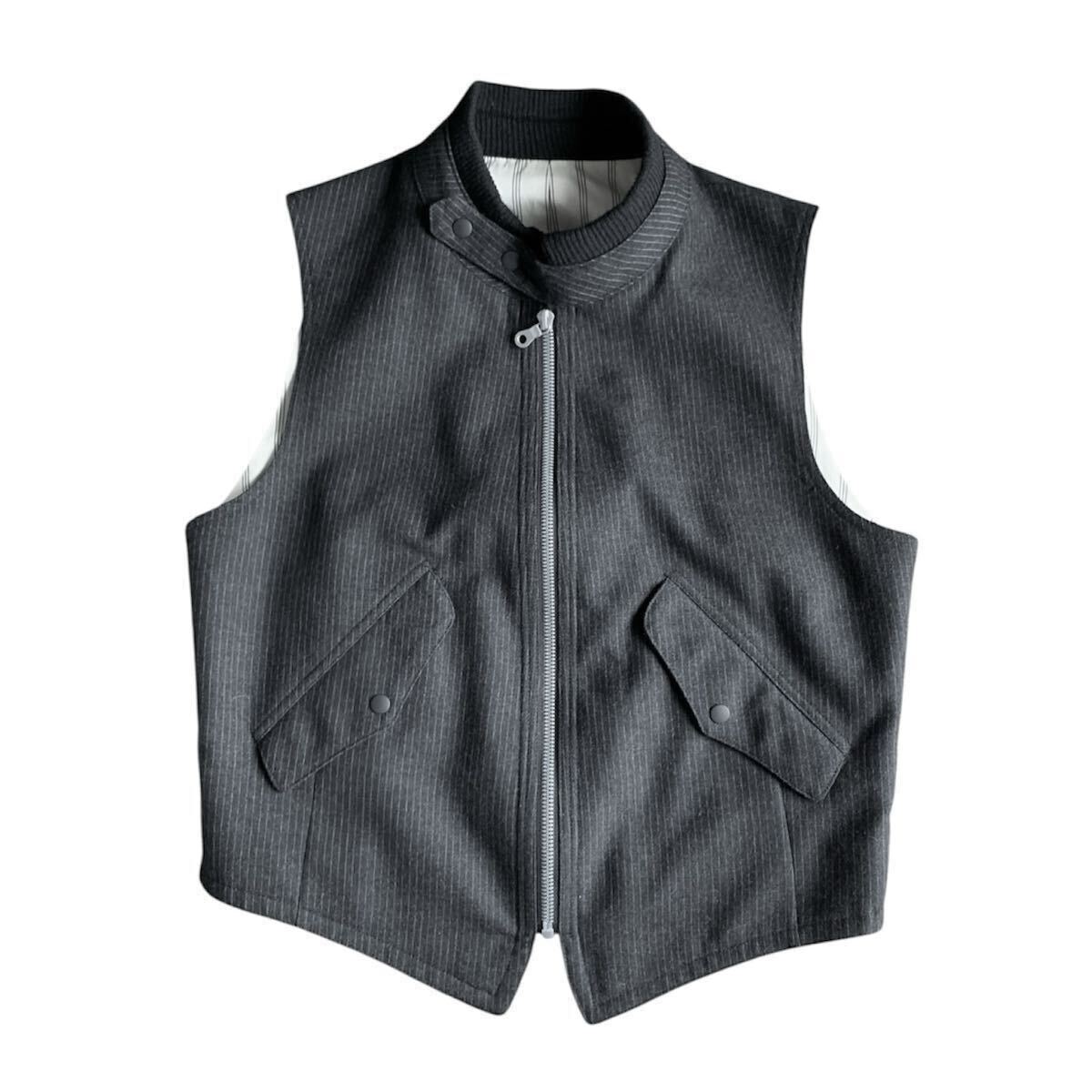 95AW YOHJI YAMAMOTO POUR HOMME stripe vest yohji yamamoto pour homme ベスト トップス 1995 グレー 鹿鳴館 ヨウジヤマモトプールオム 
