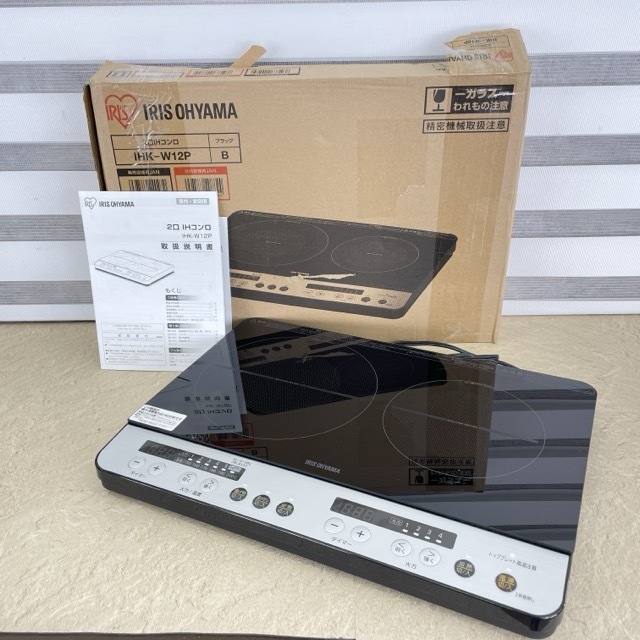 2口IHコンロ 【未使用】IRIS OHYAMA アイリスオーヤマ IHK-W12P-B ブラック IHクッキングヒーター 1400W / 516768 在★6
