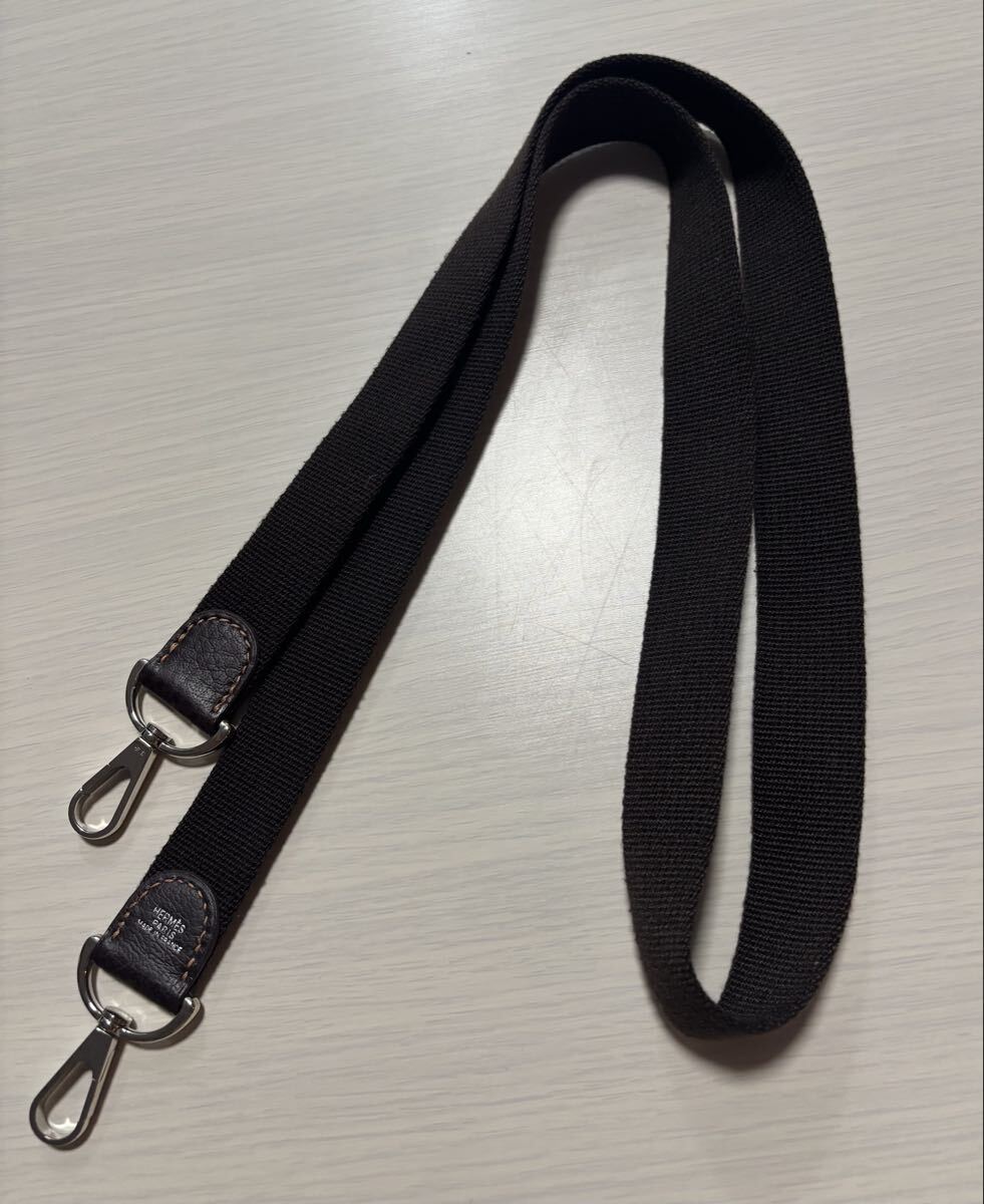 HERMES エルメス ショルダーストラップのみ バンドリエール ガーデンパーティー TPM シルバー ブラウン 純正　キャンバス トワル 付属品