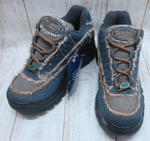 5-2708/未使用品 スケッチャーズ デニム厚底スニーカー Skechers 24.5cm
