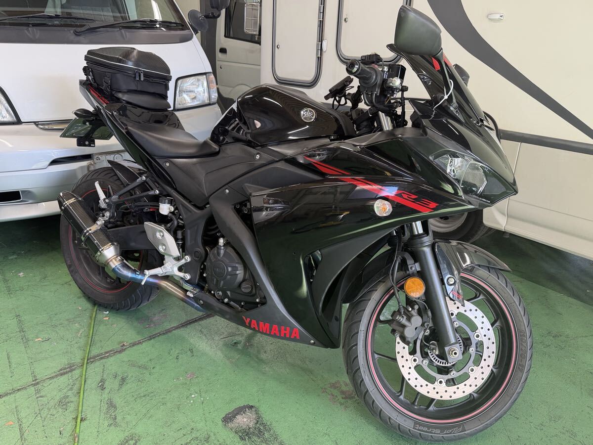 売切【実走行8千km台】2015年 ヤマハ YZF-R3 ABS 車検R9年4月 ☆社外マフラー／ETC／携帯ホルダー／USB／6速MT