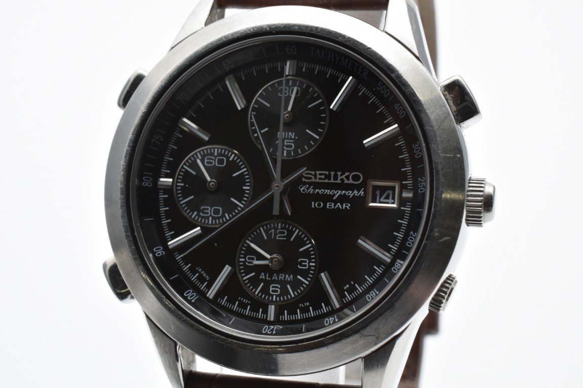 稼働品 SEIKO セイコー 7T32-7H60 ブラック クロノグラフ ラウンド ステンレス 10BAR Quartz 腕時計