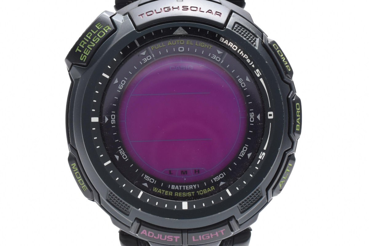 CASIO カシオ PRO TREK プロトレック PRG-110CJ パープル デジタル ラウンド ステンレス 10BAR Solar 腕時計