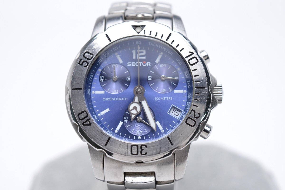SECTOR セクター CHRONO QUARTZ 200 3253980535 ラウンド 3針 銀 シルバー メンズ 腕時計 デイト 文字盤ネイビー