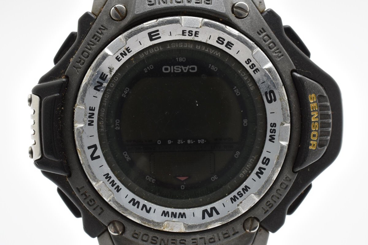 カシオ PRO TREK ラウンド シルバー デジタル PRT-415 クォーツ メンズ 腕時計 CASIO