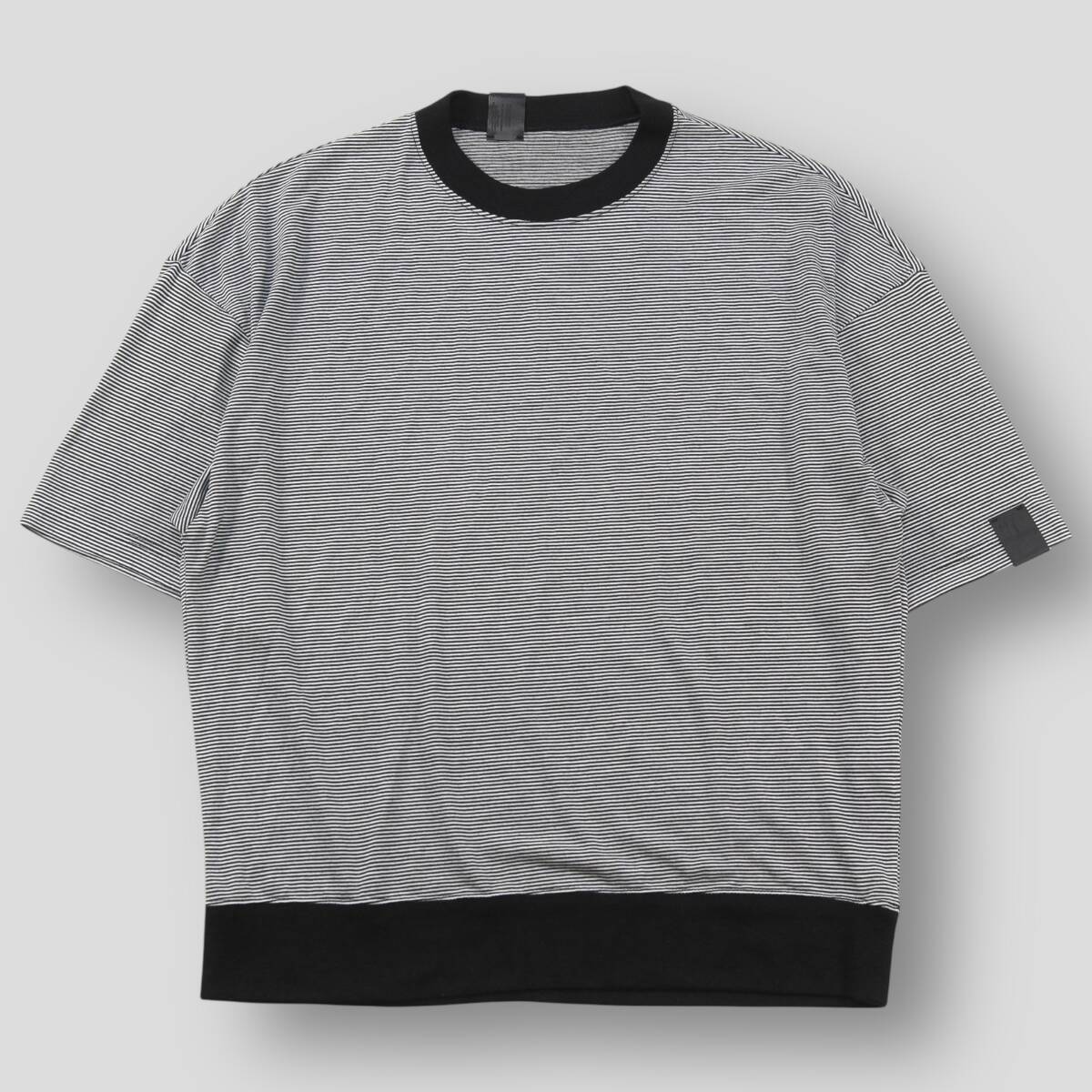 美品 N.HOOLYWOOD COMPILE エヌハリウッド 26SS T-SHIRT ボーダーニットTシャツ 2261-CS60-019 38 ブラック 半袖 ウール クルーネック