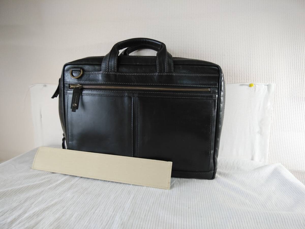 ★中古品★8M4415F★ビジネスバッグ★ブラック TAKEO KIKUCHI タケオ キクチ本革 お買い得品