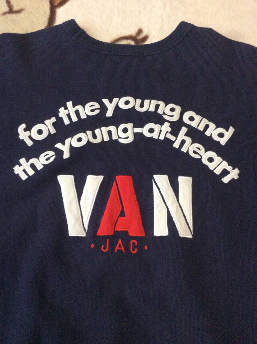 ◎　VAN JAC　背中　アーチロゴ　縫い付け　スエット　トレーナー　サイズL　セルフクリーニング済　中古　　　　　発送は佐川のみです