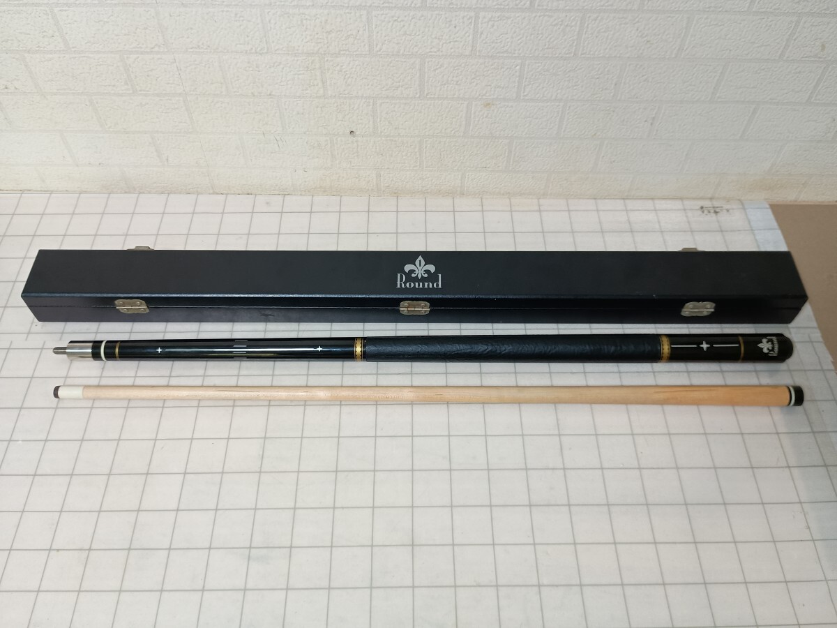 426■Round　ビリヤード キュー　ラウンド　全長148cm　ハードケース 付属　現状品