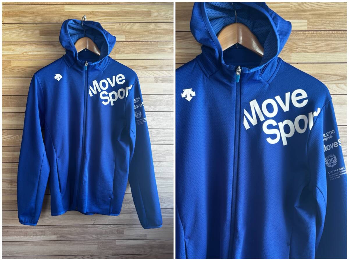 #サイズ L★訳あり★DESCENTE デサント MOVE SPORT ムーブスポーツ パーカー フード ジップ 湿気放出 消臭 UVケア ブルー 青 春夏 春 夏 秋