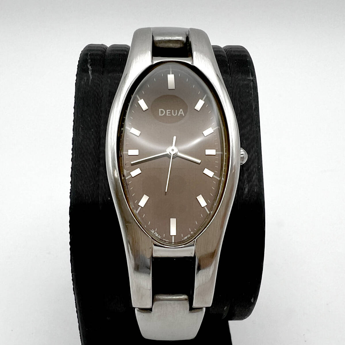 【希少・電池交換済】SEIKO ALBA DEUA セイコー アルバ デウス オーバル型 ブラウン文字盤 クォーツ SS レディース腕時計 (B6)