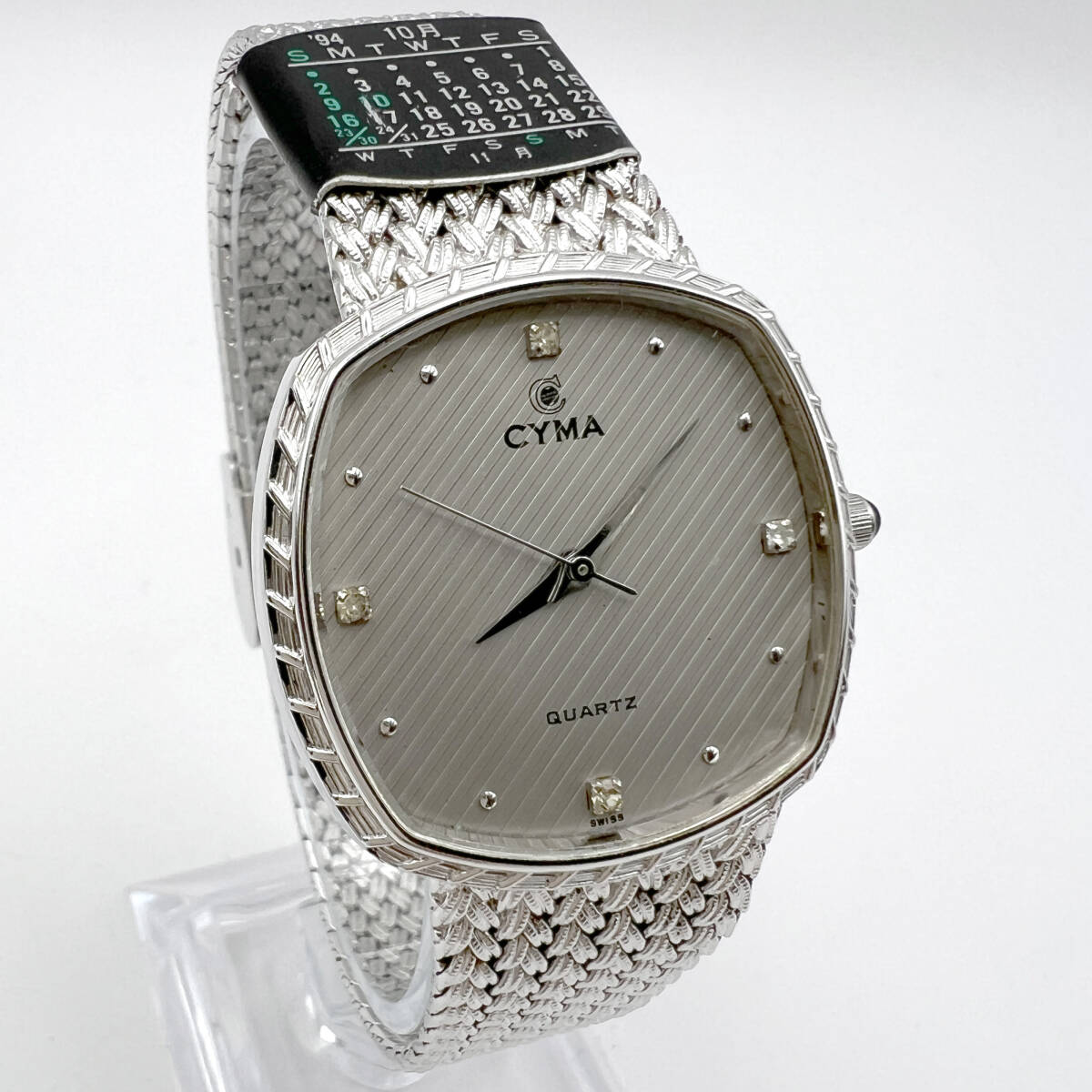 【電池交換済・稼働品】CYMA シーマ 604X シルバー スイス製 クォーツ メンズ 腕時計 (B5)