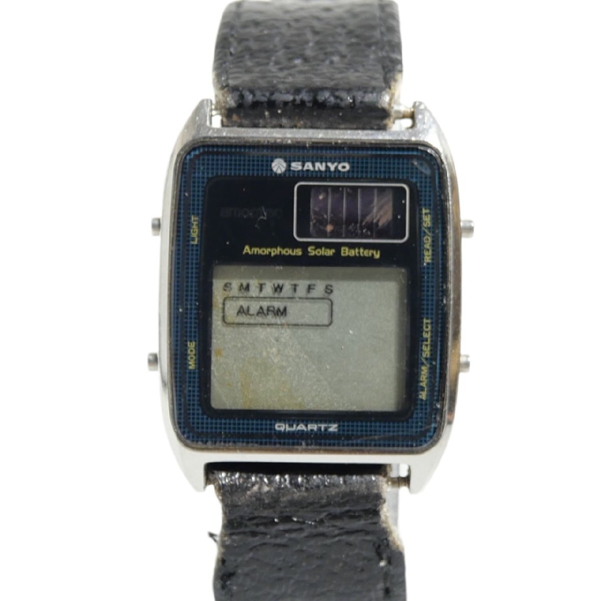 1円スタート SANYO サンヨー Amorton アモルトン 365-63 デジタル文字盤 クォーツ QZ SS シルバー ブラック メンズ 腕時計 動作未確認