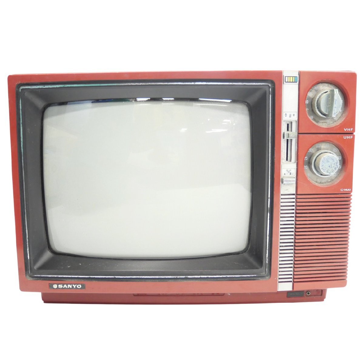 1円スタート SANYO サンヨー カラーテレビジョン ブラウン管 カラーテレビ C-14A1 レッド 家電 電化製品 映像機器 レトロ 昭和 動作未確認