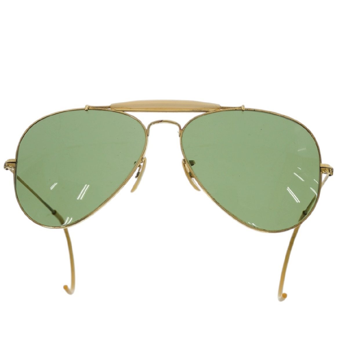 1円スタート Ray-Ban レイバン サングラス 1/30 10K GO 眼鏡 メガネ アイウェア 度なし ゴールド 服飾 小物 ケース付き