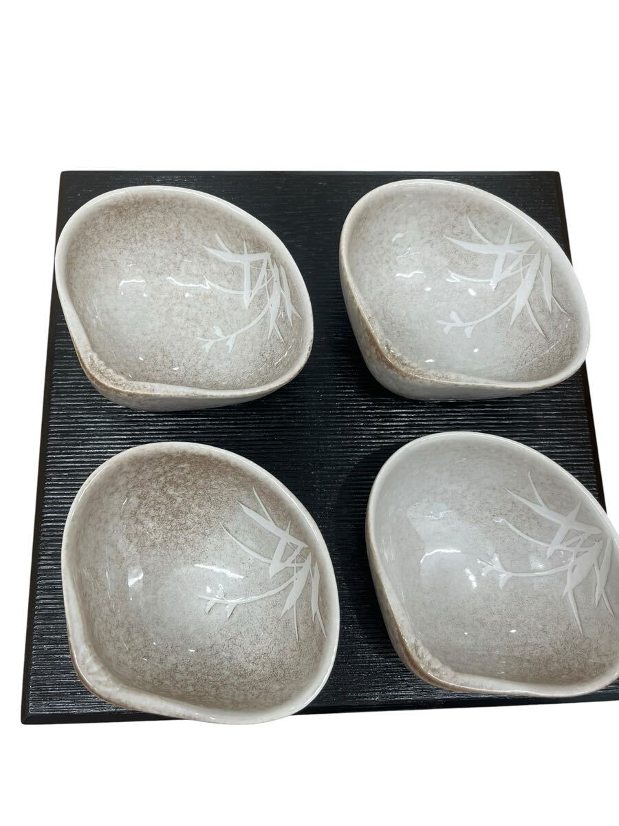 志野焼　とんすい　呑水　取り皿　小鉢　4個　セット　箱付き　草　貝の形 和食器 料亭　食器