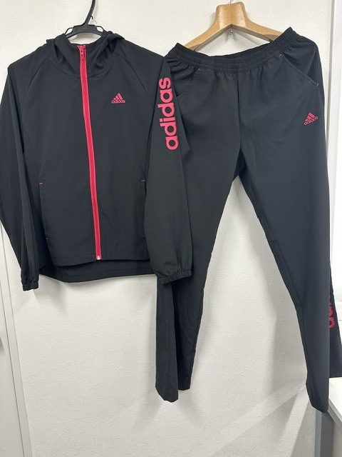 【美品】adidas アディダス climalite クライマライト トレーニングウェア 上下 ウェア ボトムス Mサイズ 黒