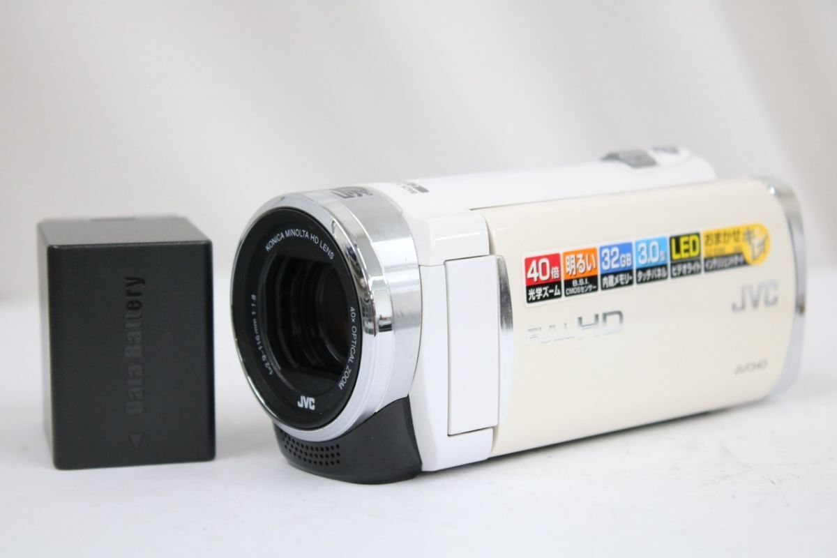 【返品保証】 JVC Everio GZ-E265-W ホワイト 54x バッテリー付き ビデオカメラ e12066