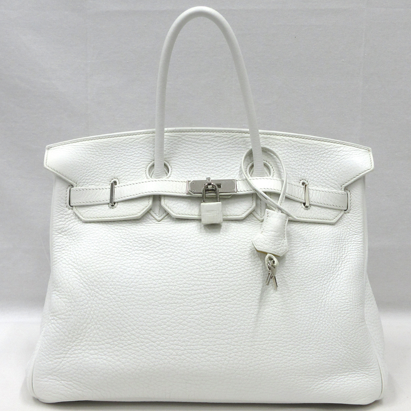 【美品】HERMES／エルメス　バーキン35　トリヨンクレマンス　ホワイト　□J刻印　ハンドバッグ　800040164