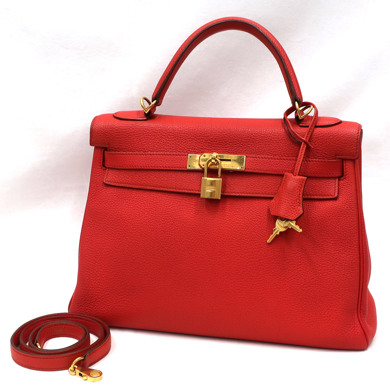 【美品】HERMES／エルメス　ケリー32　トゴ　カプシーヌ　□P刻印　ショルダーバッグ　800050018