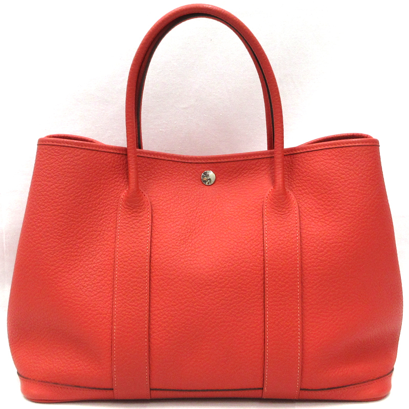 【美品】HERMES／エルメス　ガーデンパーティPM　ネゴンダ　ルージュピヴォワンヌ　R刻印　トートバッグ　800010169