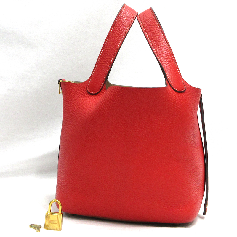 【美品】HERMES／エルメス　ピコタンロックカザックPM トリヨンクレマンス ルージュクー D刻印　ハンドバッグ 800040058