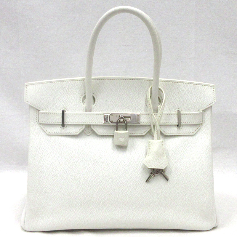 【美品】HERMES／エルメス　バーキン30　ヴォーエプソン　ホワイト　□K刻印　ハンドバッグ　800040150