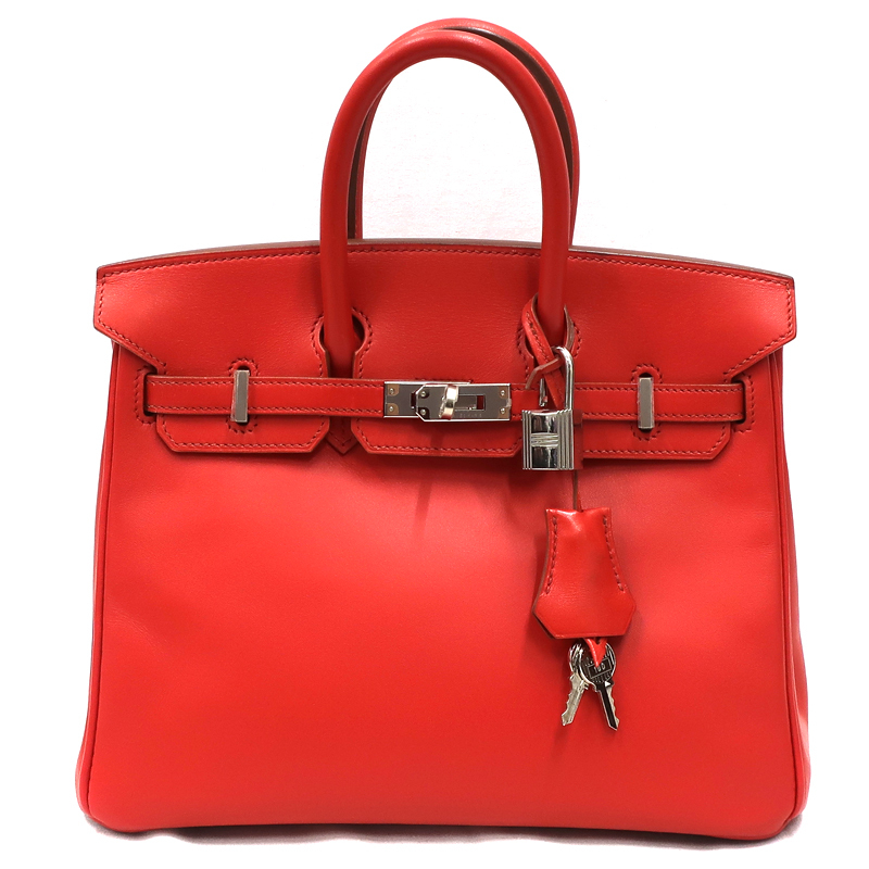【美品】HERMES／エルメス　バーキン25　ヴォースイフト　サンギーヌ　□R刻印　ハンドバッグ　800050107