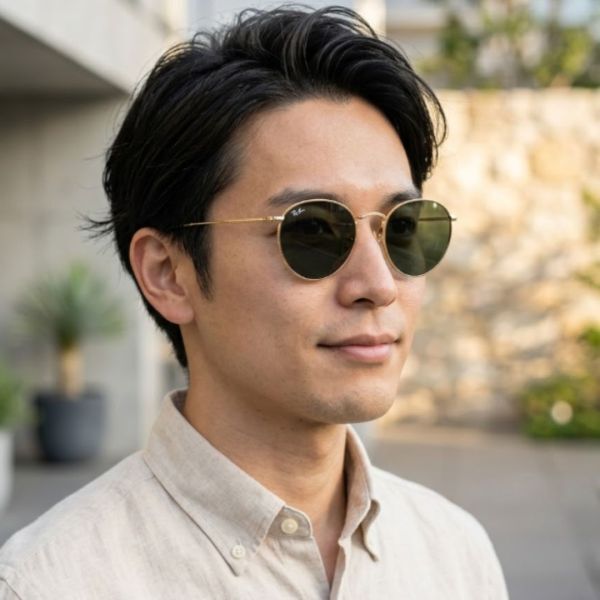 【レイバン/ イタリア製】Ray-Ban ラウンドメタル RB3447 001 50口21 ゴールド×G-15グリーンレンズ サングラス