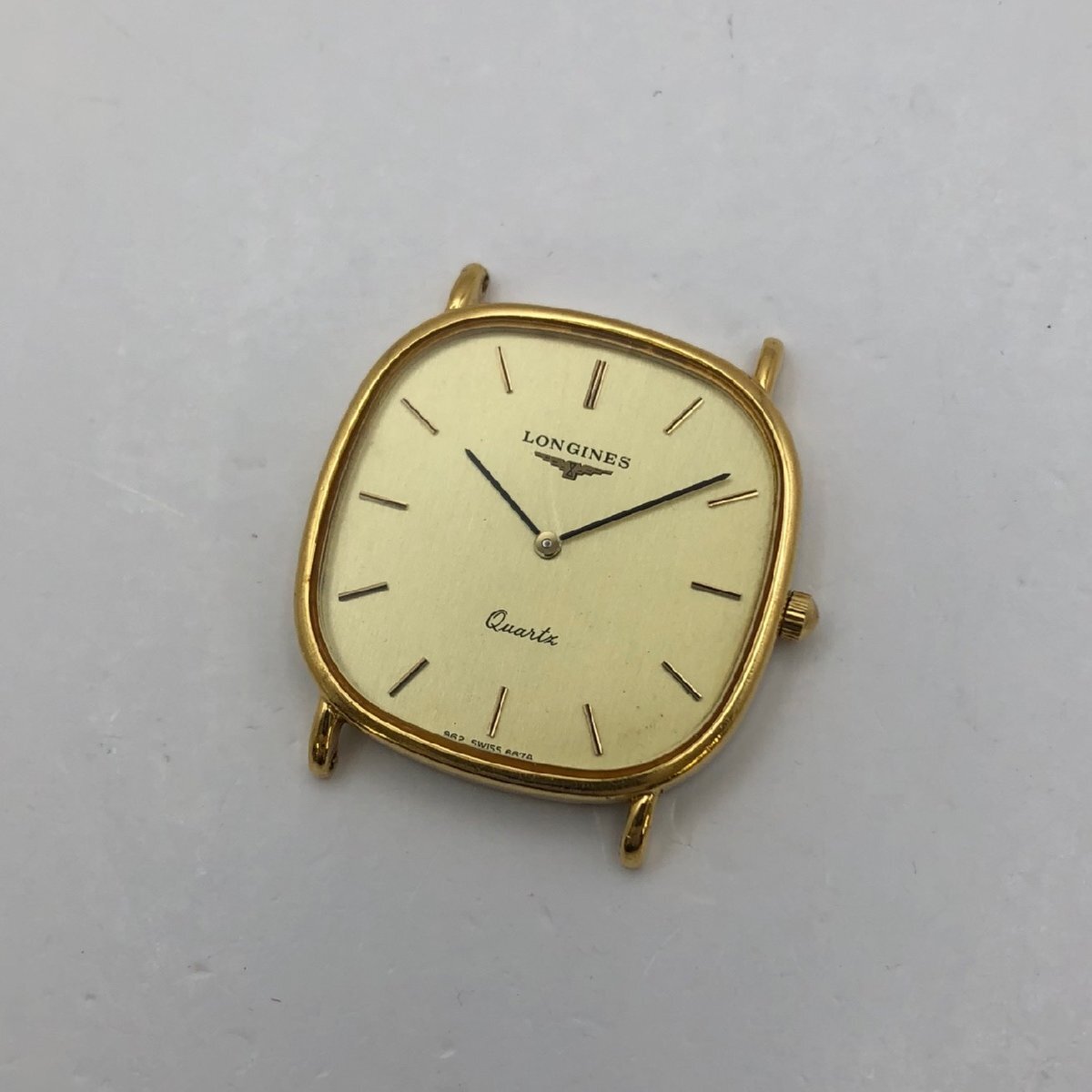 1円～/LONGINES/ロンジン/962 SWISS 6674/2針/ゴールド文字盤/ゴールドカラー/クォーツ/メンズ腕時計/ジャンク/S144