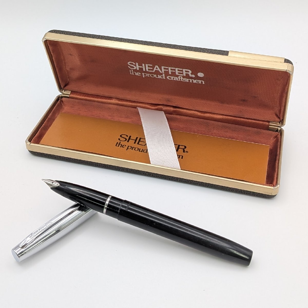 SHEAFFER/シェーファー/シルバー×ブラックカラー/万年筆/ヴィンテージ/ケース付/ジャンク/L083