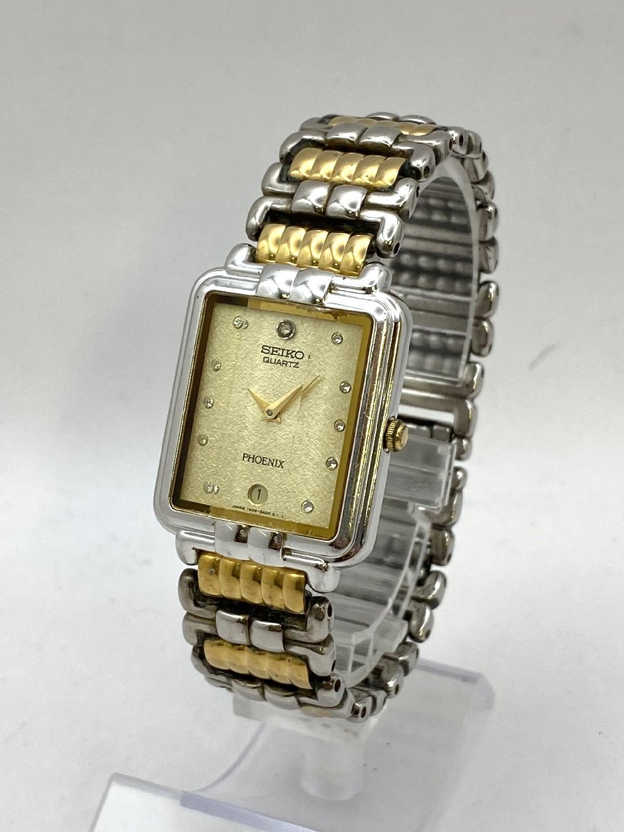 SEIKO/セイコー/PHOENIX/フェニックス/7N29-5A00/デイト/2針/カットガラス/スクエア/クォーツ/純正ベルト/メンズ腕時計/ジャンク/H059