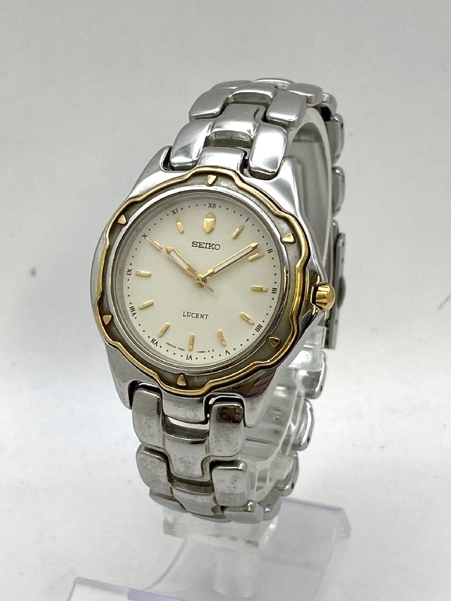 SEIKO/セイコー/LUCENT/ルーセント/7N01-6750/3針/コンビカラー/ラウンド/純正ベルト/クォーツ/メンズ腕時計/ジャンク/H058