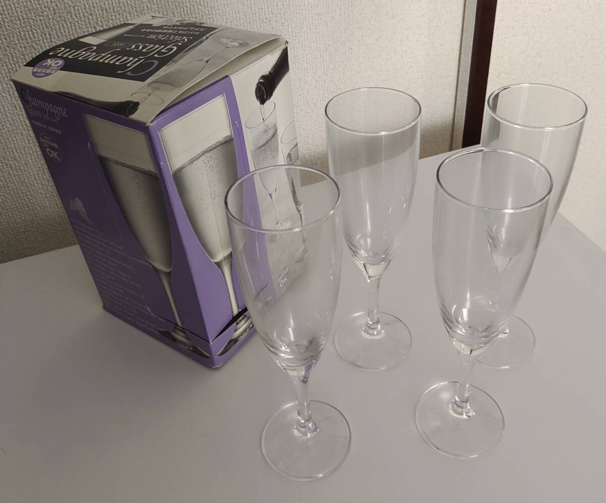 フラネ シャンパングラス 4個セット 食器洗浄機OK 日本製 ワイングラス
