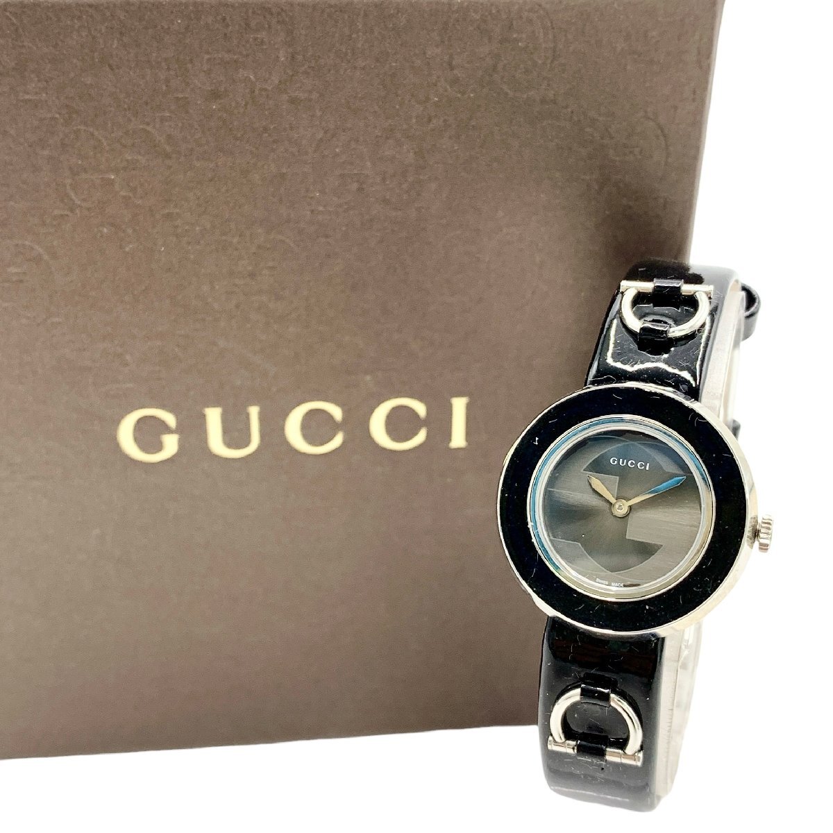 GUCCI　グッチ　時計　腕時計　129.5　ユープレイ　ラウンド　クオーツ　動作未確認　箱付き　ジャンク品　60サイズ　蘇さ(ISY5)