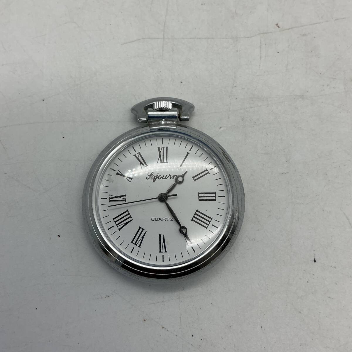 # 2181 JOJOURN ジョジョーン QUARTZ クォーツ 懐中時計 3針 ホワイト文字盤 ダイアモンドパターン 不動 テスター〇 当時物 レトロ