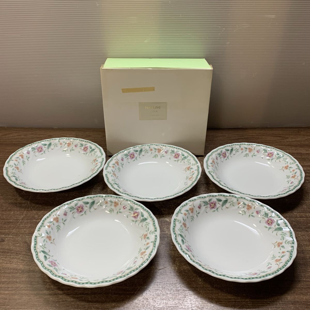 NARUMI ナルミ カレーセット 深皿5枚 約24cm 楕円形 花柄 カレー皿 パスタ 洋食器 プレート 7861-30647 レトロ (f7