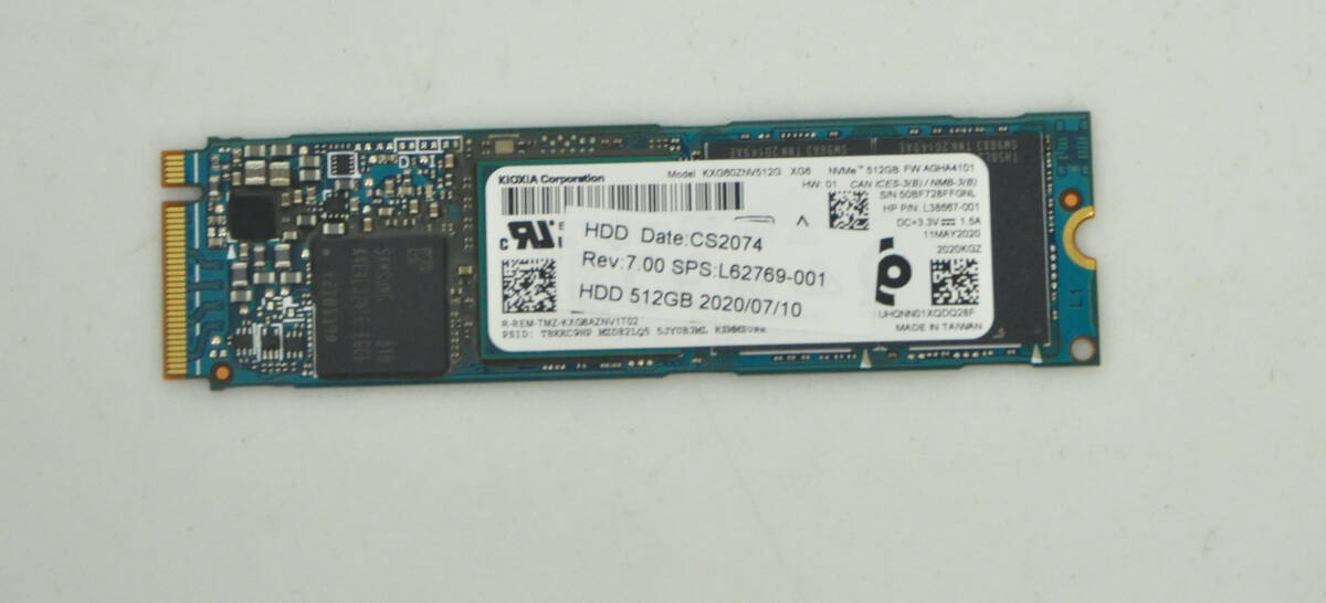 ⑤ 1枚 512GB SSD M.2 2280 KIOXIA NVMe PCIe3.0 ★ 動作確認済 ★ 全国送料600円