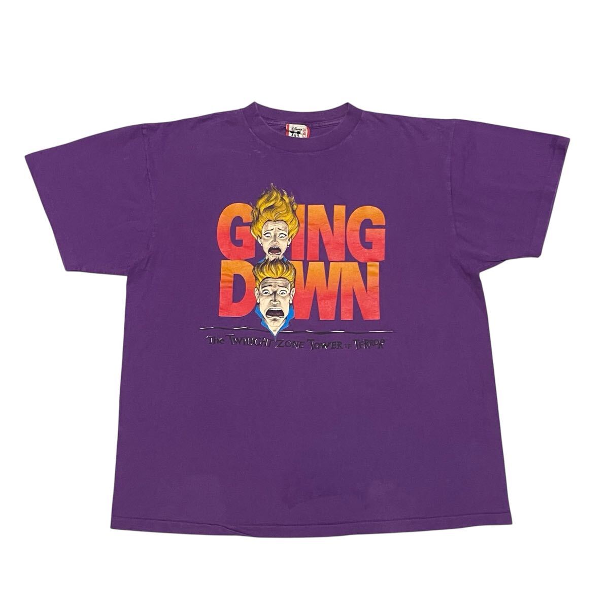 90s　USA製　タワーオブテラー　ディズニー　ミッキー　Tシャツ　パープル　Disney tower of terror ヴィンテージ