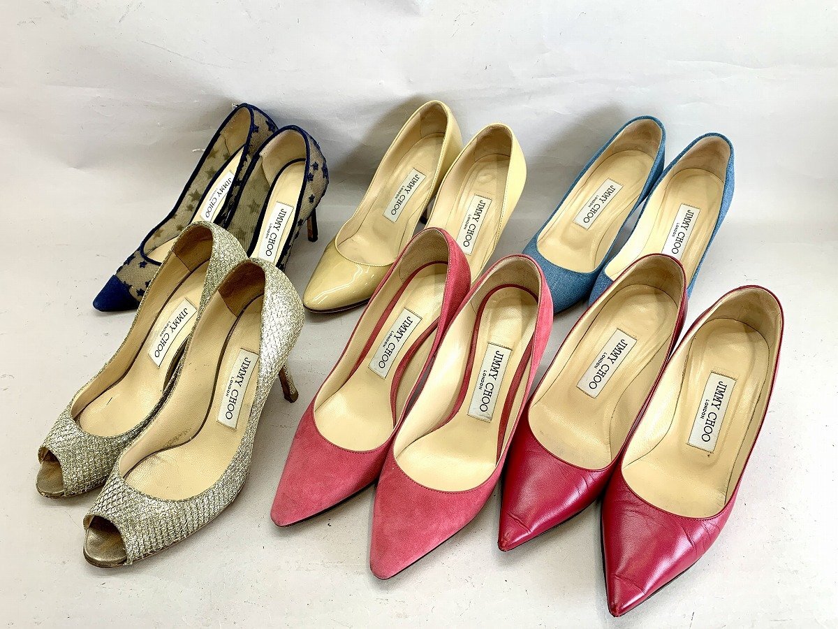 JIMMY CHOO ジミーチュウ　ラメ　メッシュ　ヒール　パンプス　靴　表記　35　35　1/2　6足[03-8107
